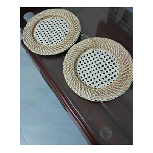 Assiette de présentation en rotin naturel tressé à la main, décoration de table de salle à manger en provenance du Vietnam, vente en gros - Product Image 3