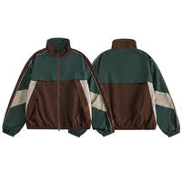 Blouson Bomber Femme Automne Col Montant Imperméable Polyester Couleur Unie Blocs de Couleurs Fermeture Éclair Devant Coupe-Vent Personnalisable