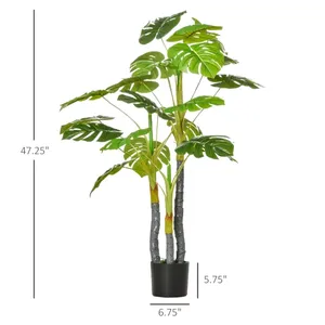 Plante artificielle décorative Monstera de 1,20 m dans un pot de pépinière pour décoration intérieure ou extérieure, verdure artificielle durable et élégante - Product Image 1