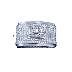 Bague de fiançailles pour homme, anneaux en grappe, alliance, en argent sterling 925 plaqué rhodium, style hip-hop, sertie de pierres, cadeau pour occasions festives - Product Image 1