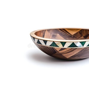Handcrafted <b>Pine</b> Wood Bowl with Blue Inlay Mosaic - Wholesale Moradabad - Product Image 3