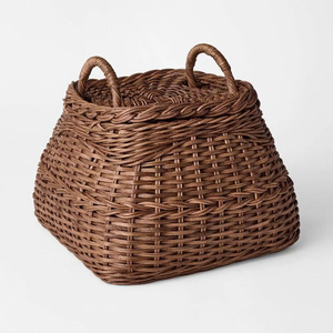 Cesta moderna de ratán con tapa, cesta organizadora decorativa para sala de estar, dormitorio, cesta de almacenamiento hecha a mano para el hogar - Product Image 1