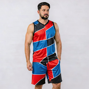 Men's Geometric Print Tank Top And Shorts <b>Set</b> V-Neck Quick Dry <b>Knitted</b> Polyester Sporty Summer Outfit - Product Image 6