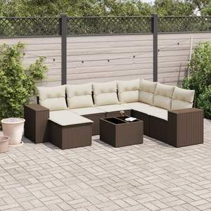 Conjunto de Sofá de Jardín de Ratán PE Marrón con Acero con Recubrimiento en Polvo y Vidrio Templado, Muebles de Exterior Premium - Product Image 1