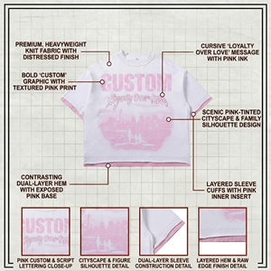 เสื้อยืดโอเวอร์ไซส์พิมพ์ลายสีชมพู สไตล์สตรีท คอกลม แขนสั้น ผ้าเจอร์ซีย์คอตตอน สำหรับผู้ชาย รุ่น Custom Loyalty Over Love - Product Image 5