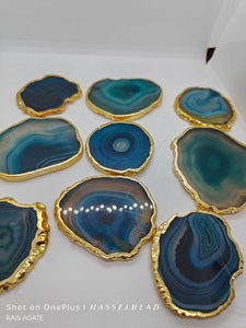 Natural Green Agate <b>Coaster</b> <b>Gold</b> Plated Polished Gemstone Drink <b>Coaster</b> Luxury Home Decor Wedding Gift Wholesale Supplier - Product Image 4