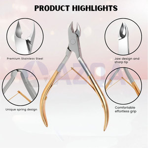 Stainless Steel Professional <b>Cuticle</b> Nipper Gold Plated Handle Nail Trimming <b>Tool</b> for Manicure Pedicure Grooming Use - Product Image 3