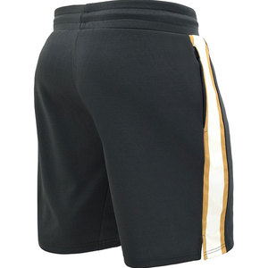 Shorts de bain noirs pour hommes avec bande latérale blanche et dorée, taille mi-haute, cordon de serrage, séchage rapide, décontractés et sportifs - Product Image 3
