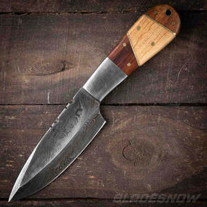 Cuchillo Plegable Forjado a Mano de Acero de Alto Carbono con Espiga Completa y Punta Caída, Multifuncional para Exteriores, Bricolaje, Caza, Rescate, Camping y Trabajos en Madera - Product Image 2