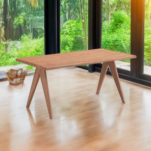 Tavolo da Pranzo Naturale con Gambe in Legno dal Design Accattivante - Product Image 1