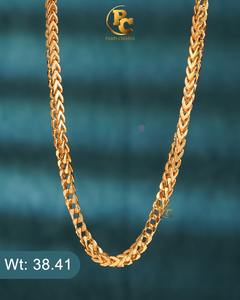 Collier chaîne classique en or massif 22 carats Paris pour unisexe, usage quotidien, bijoux fins, cadeau de mariage et de fête - Product Image 3