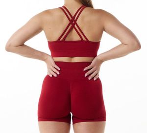 Soutien-gorge de sport sans coutures pour femme, dos nageur, col ras du cou, maintien moyen, pour yoga et fitness, couleur unie, respirant, séchage rapide, anti-transpiration - Product Image 3