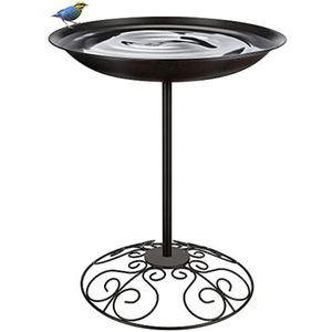 Bain d'oiseaux en métal vert avec motif de feuilles et support de décoration de jardin extérieur pour oiseaux - Product Image 2