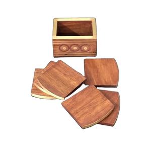 Fabricant et exportateur d'incrustation de thé en métal d'incrustation de bois et de laiton personnalisé nouvellement arrivé nouveau Design vaisselle incrustation de bois et de laiton - Product Image 1