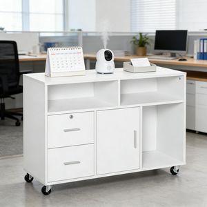 Mobiletto per Ufficio con Supporto Stampante e Organizzatore da Scrivania con Cassetti - Product Image 1