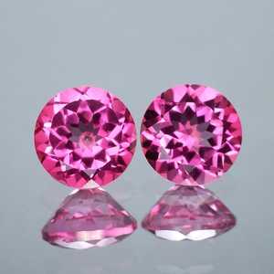 Pierre précieuse naturelle de topaze rose, paire de pierres rondes, qualité excellente, rare, certifiée par un tiers, pour la fabrication de bijoux, bague, pendentif - Product Image 3