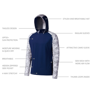 Sudadera con capucha cómoda para hombre, para pesca, caza, playa, con protección UV, tela de manga larga para actividades al aire libre - Product Image 2
