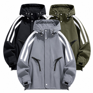 <b>Men's</b> Hooded Stand Windproof Canvas <b>Racer</b> <b>Jacket</b> Full Zip Camouflage Pattern Lightweight Polyester Outdoor Sports Casual Autumn - Product Image 1