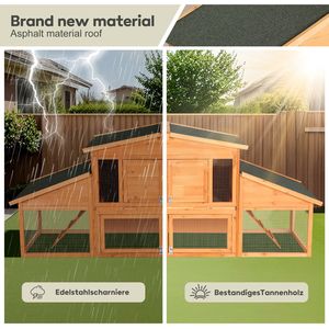 Casetta per Conigli e Pollaio in Legno Extra Large da Esterno, Facile da Montare con Vassoio Interno per la Pulizia, Arredamento per Animali Domestici - Product Image 4