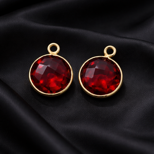 Paire de breloques pour boucles d'oreilles en quartz grenat rond, forme pièce, pierre facettée, sertie de plaqué or, fournitures de fabrication de bijoux, vente en gros - Product Image 6
