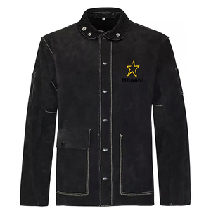 Veste de soudeur en cuir pour homme MBAANI, anti-chaleur, vêtement de travail de sécurité, fermeture boutonnée, coupe classique pour la fonderie - Product Image 6