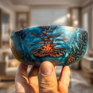 Bol décoratif en résine fait main, finition brillante, décoration moderne pour la maison, objet cadeau élégant. - Product Image 3