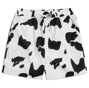 Shorts de Baño para Hombre con Estampado de Vaca, Secado Rápido, Cintura con Cordón, Traje de Baño Casual de Poliéster - Product Image 1