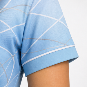 Polo Personalizado para Mujer, Color Azul Cielo y Blanco, con Línea Curva, Secado Rápido, Transpirable, Manga Corta, Uniforme de Golf, WPS-0774 - Product Image 6