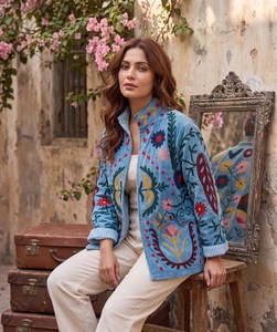 Traditional Textile Artistry Winter Blazer Bohemian Love Embroidered <b>Coat</b> <b>Velvet</b> Suzani Jacket <b>Women's</b> Boho Statement Outerwear - Product Image 4