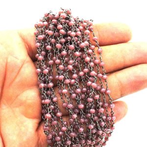 Chaîne de chapelet hydrofugée lavande avec perles rondelles facettées de 3 mm, fil métallique couleur bronze, vente en gros - Product Image 3