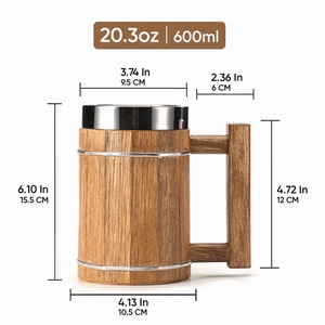 Eco-Friendly Polished Wooden Viking <b>Mug</b> with Hand Carved Engraving and Animal Design-Valentine's Day & Halloween Gift - Product Image 3