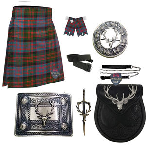 Ensemble traditionnel de 8 pièces pour kilt, motif cerf, pour homme, avec emblème tête de cerf sur la boucle de sporran et accessoires pour épingle de kilt - Product Image 1