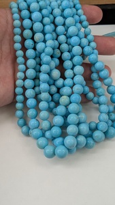 Perles lisses en turquoise naturelle Sleeping Beauty, pierre précieuse d'Arizona bleu ciel (5 - 8 mm, 20 pouces) pour la fabrication de bijoux - Product Image 1
