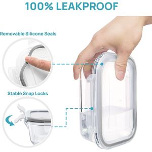 8-Pack <b>Glass</b> <b>Food</b> <b>Storage</b> Containers with Airtight Lids 220ml Meal Prep Containers for Lunch and Office - Product Image 4