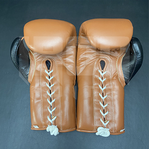 No Boxing No Life Gants de boxe professionnels en cuir de vachette de qualité supérieure à lacets Rembourrage épais à 4 couches Respirant Évacuation de l'humidité - Product Image 4