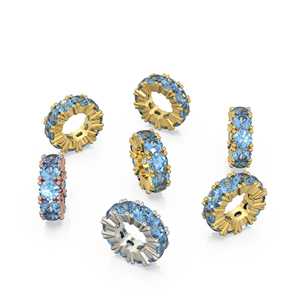 Breloque ronde en or italien 14 carats avec saphir, Breloque roue en saphir bleu, Support de breloque rond, Pierre précieuse ronde Eternity de septembre - Product Image 4