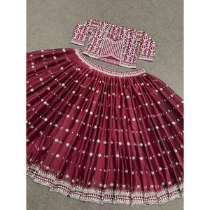 Designer <b>Indian</b> & <b>Pakistani</b> <b>Clothing</b> Embroidered Lehenga Choli with Sequence Work - Product Image 2