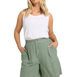 กางเกงขาสั้นแฟชั่นผู้หญิง สีคอตตอน กางเกงขาสั้นเอวสูงสำหรับฤดูร้อน มีกระเป๋า สวมใส่สบาย - Product Image 3