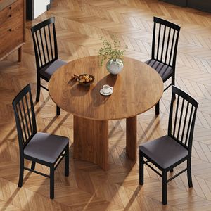 Set di 2 sedie da cucina senza braccioli in stile rustico con seduta imbottita in pelle PU - Product Image 4