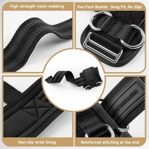 สายรัดข้อมือแบบวงแหวนคู่ Heavy Duty พร้อมแผ่นรองรับแรงกระแทก สำหรับเครื่องเคเบิล ออกกำลังกายแบบดึงข้อ วิดพื้น วิดแขน เสริมสร้างความแข็งแรง สำหรับผู้ชายและผู้หญิง - Product Image 6