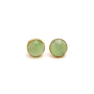 Handmade <b>Green</b> Aventurine Monalisa Round Shape Gemstone Stud <b>Earrings</b> Gold Vermeil Trendy Gold Plated Wholesale Supplies - Product Image 1