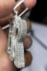 Collar Personalizado con Inicial RR, Plata de Ley 925, Chapado en Oro, con Moissanita Auténtica, Estilo Hip Hop, para Hombre y Mujer, para Fiestas - Product Image 6