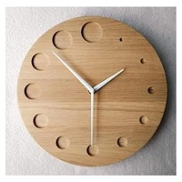 Reloj de Pared de Madera Moderno y Minimalista, Marcadores de Puntos Tallados, Silencioso, Escandinavo, Hecho a Mano, Fácil de Leer, Mecánico, Funciona con Batería, para el Hogar