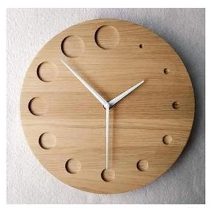 Reloj de Pared de Madera Moderno y Minimalista, Marcadores de Puntos Tallados, Silencioso, Escandinavo, Hecho a Mano, Fácil de Leer, Mecánico, Funciona con Batería, para el Hogar - Product Image 1