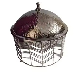 Pot à bonbons rond en bambou tressé de qualité supérieure avec bol en acier inoxydable, pot de rangement décoratif pour collations avec couvercle - Product Image 6