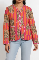 2026 Meistverkaufte Winter-Strickjacke mit Flockdruck, Baumwolle, Gesteppt, Umweltfreundlich, Langarm, Ethno-Boho-Mantel mit Leopardenmuster