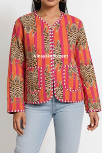 Nouvelle Veste Écologique Matelassée en Coton Tricoté Imprimé Floqué 2026, Style Bohème Ethnique, Motif Léopard Respirant, Cadeau Idéal pour Femme - Product Image 6