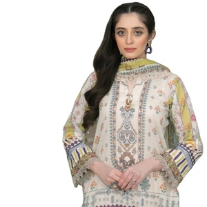 ชุดสูทผ้าฝ้ายสำหรับผู้หญิงชุดเดรสปักลายสไตล์ปากีสถานสำหรับอินเดียปากีสถาน - Product Image 1