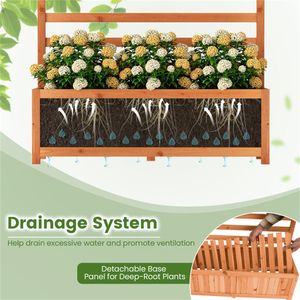 Orange Glazed Fir Wood Raised Garden Bed Trellis 91.44 X 35.56 X 149.86 cm <b>Planter</b> <b>Box</b> Drainage Liner 88 Lbs Capacity 88 Lbs - Product Image 5