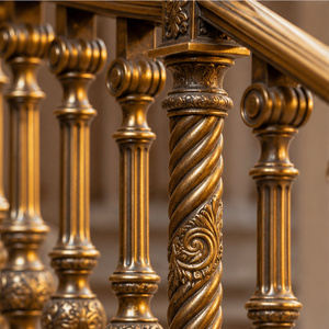 Rampe en bronze Heritage avec poteaux torsadés et balustres tournés, main courante et balustrade en métal - Product Image 3